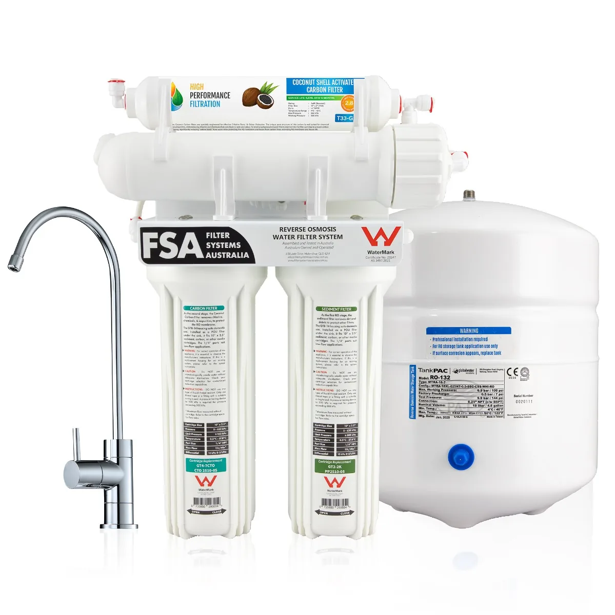 Pure Balance 4-stage reverse osmosis water filter system with coconut carbon post-filter, GT1-26-4