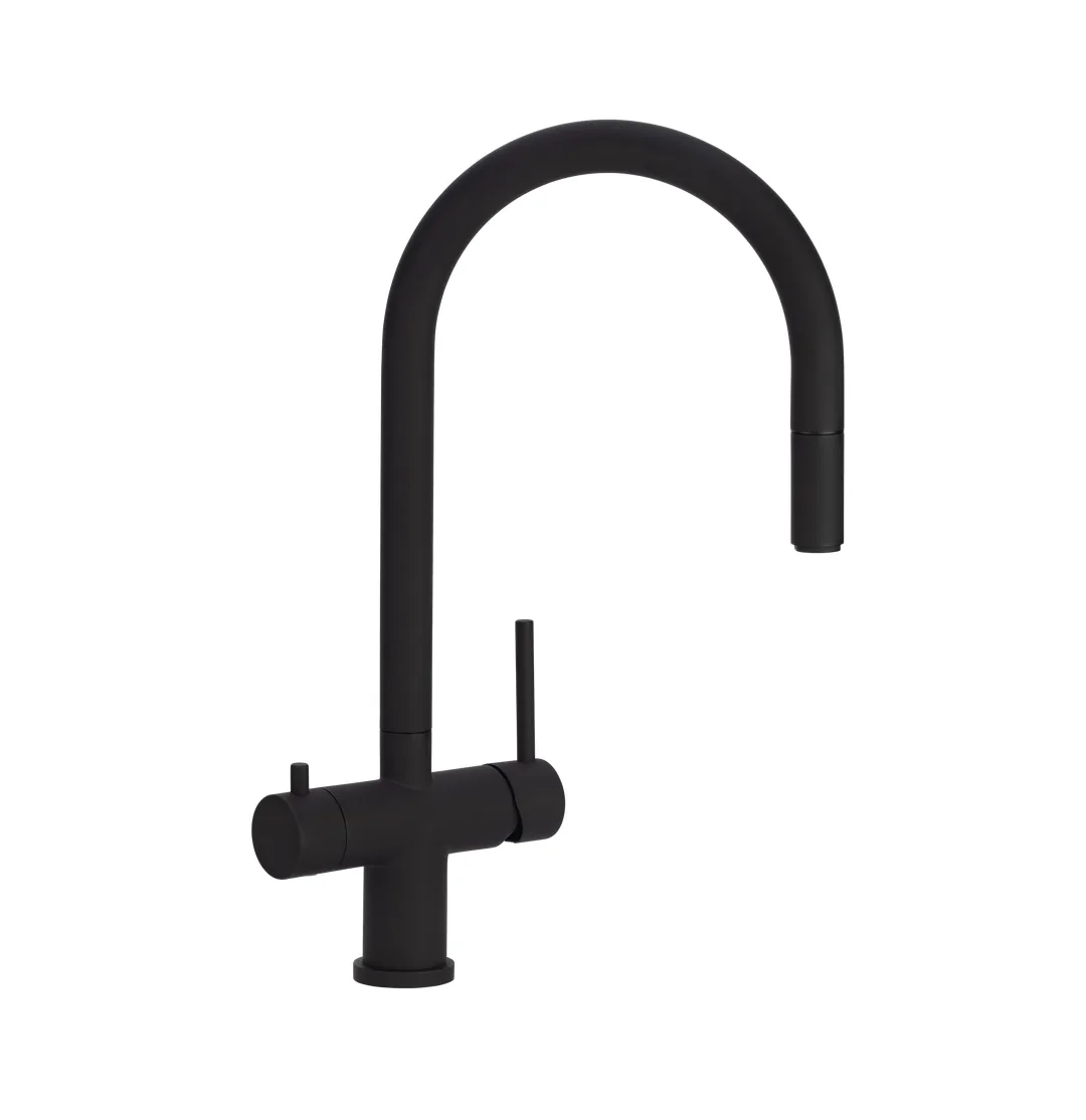 3-way pull-out hose mixer tap in matte black