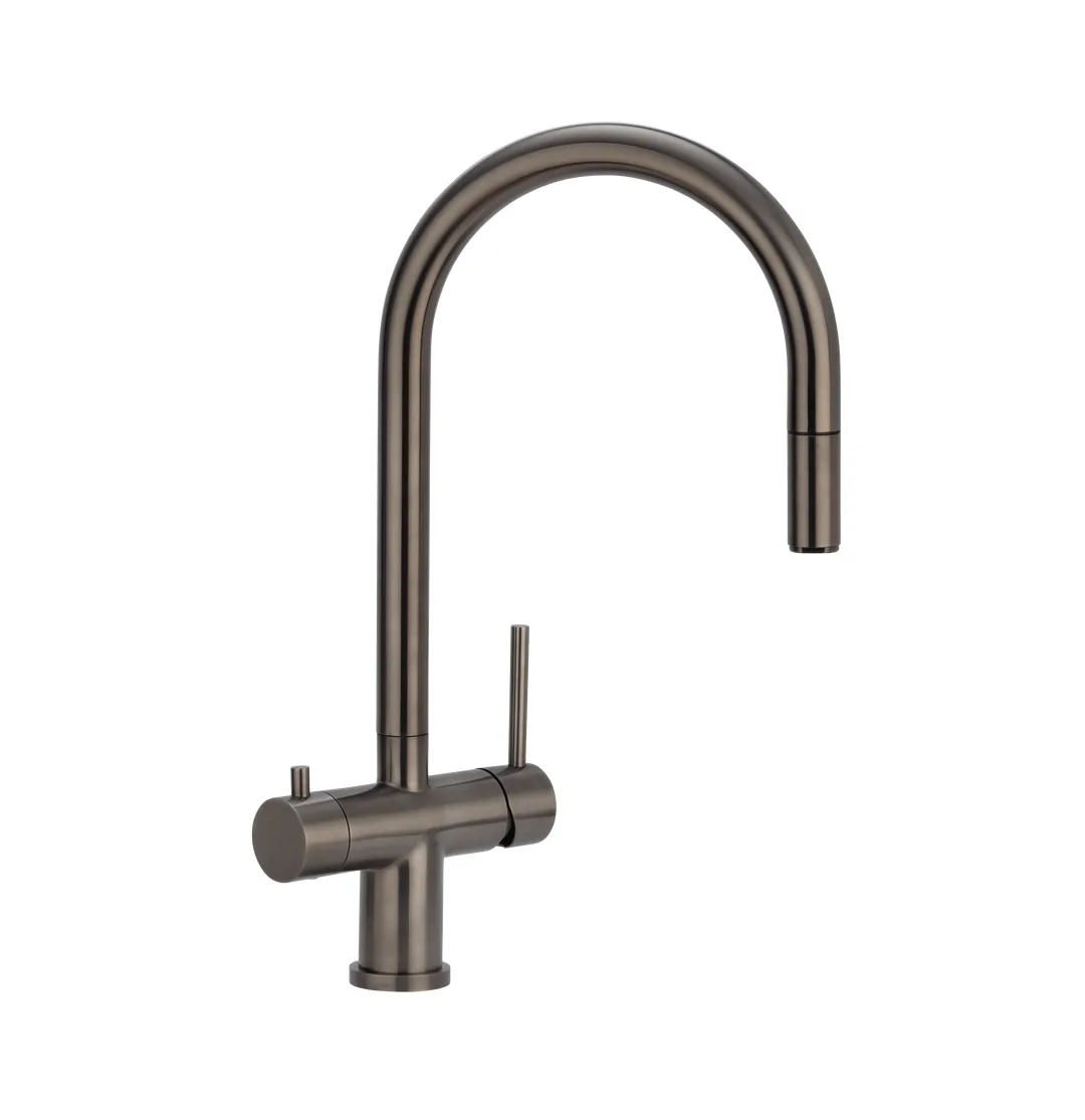 3-way pull-out hose mixer tap in gunmetal