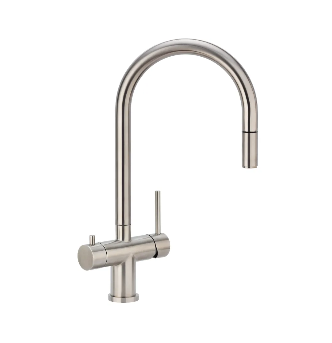 3-way pull-out hose mixer tap in stainless