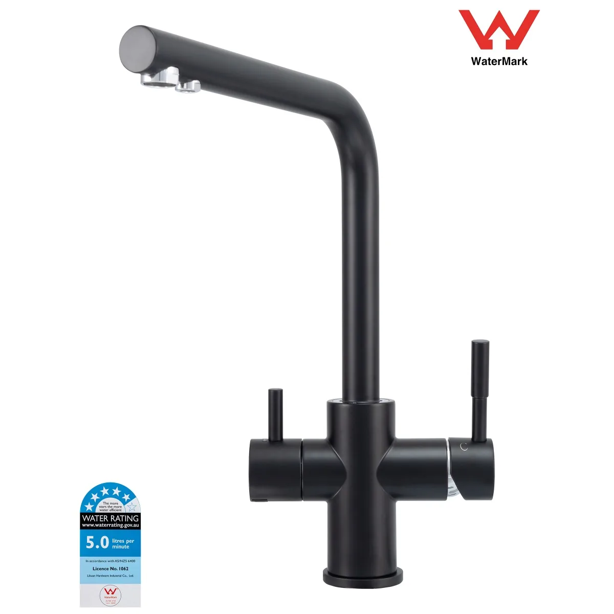 3-way square mixer tap in matte black