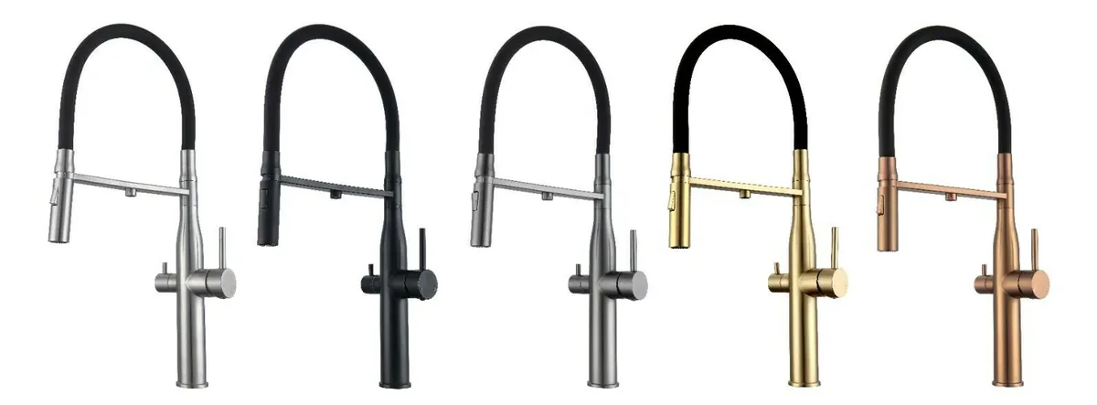 Collection of Filters For You 3-way vegie sprayer mixer taps in five finishes