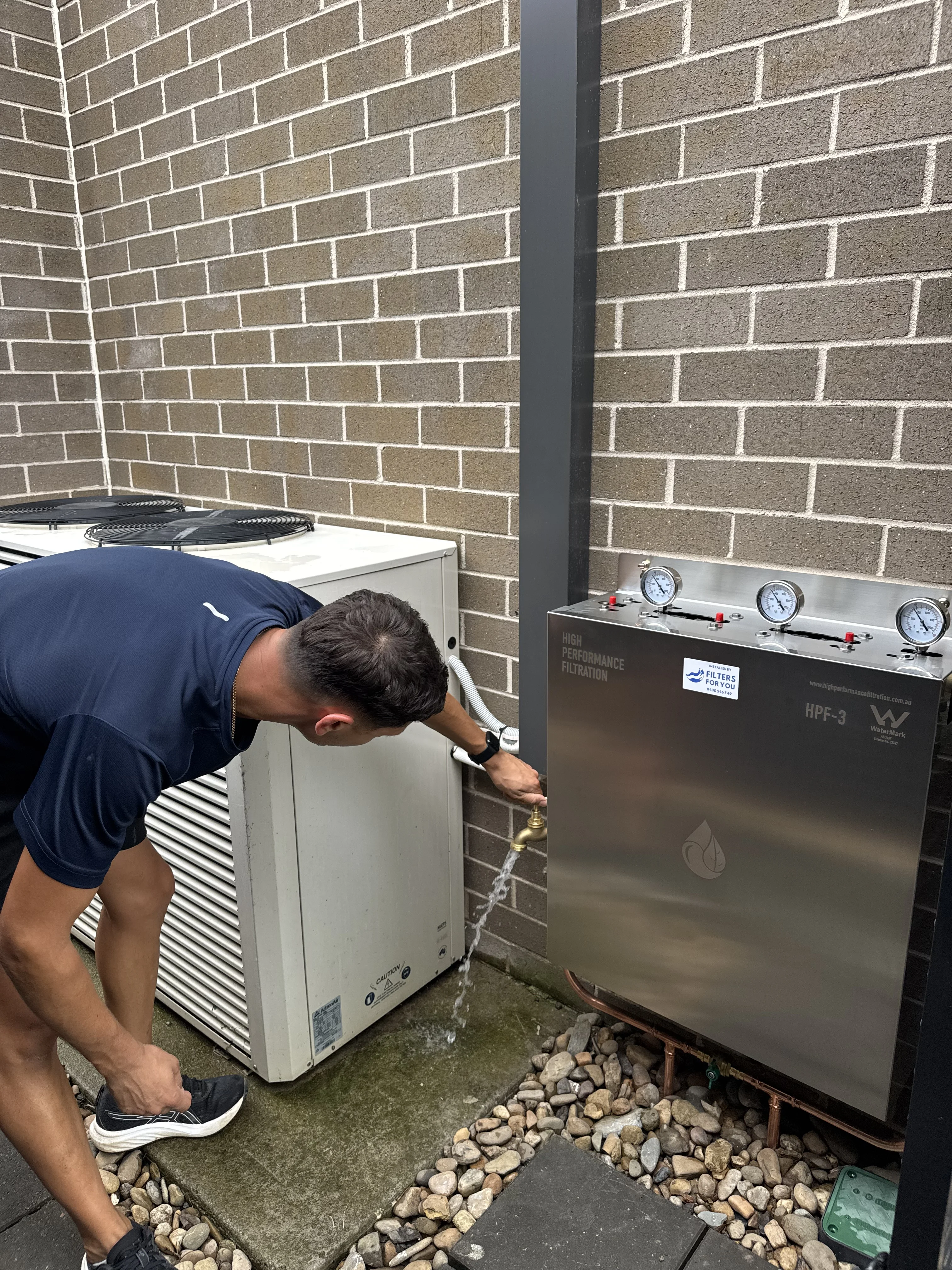 HPF-3 triple whole house water filter system external installation