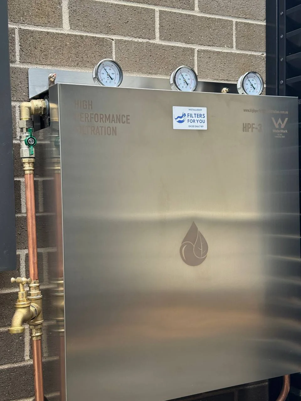 HPF-3 whole house water filtration system installed Sydney