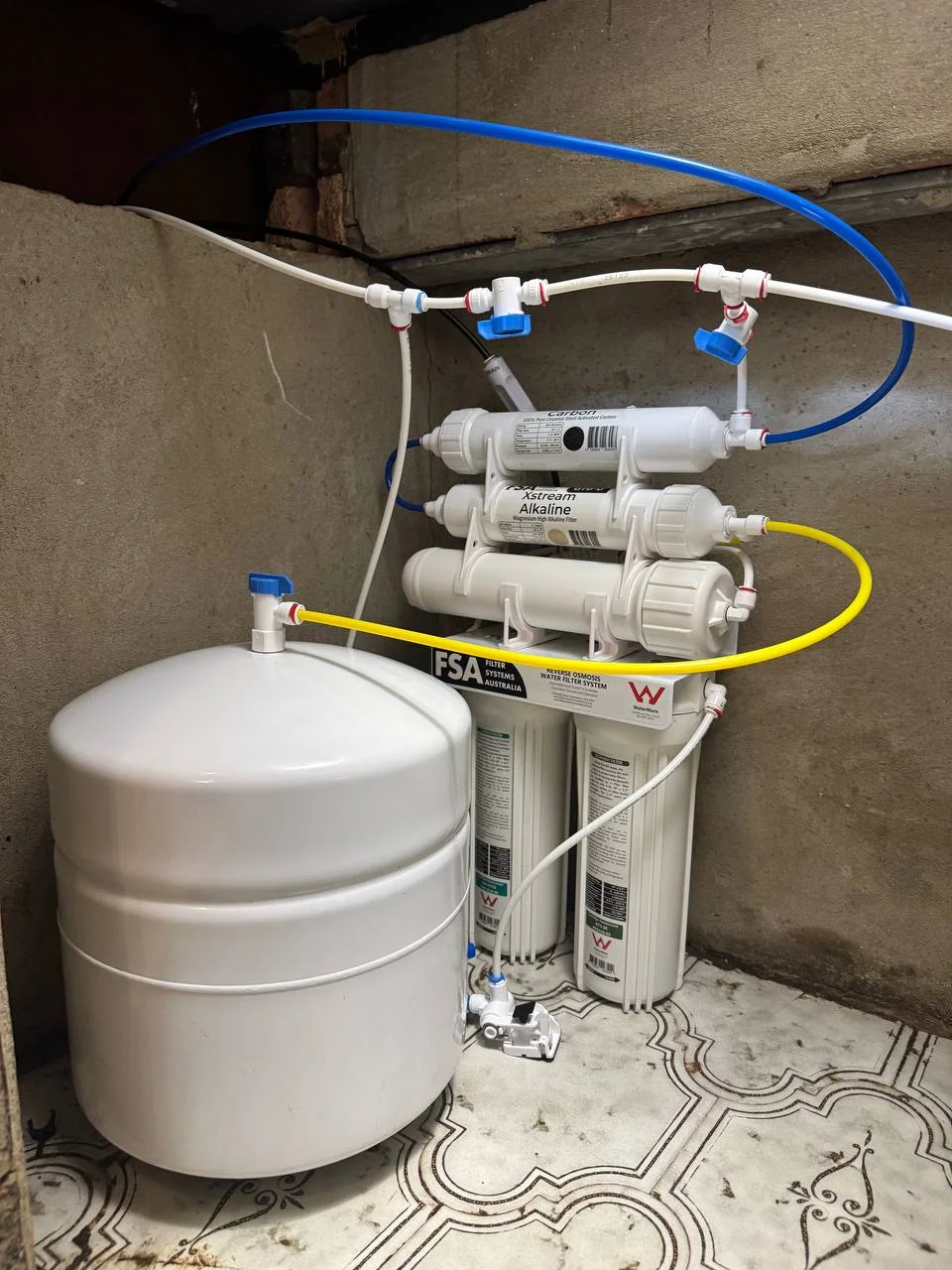 Under sink reverse osmosis water filter system installed Sydney