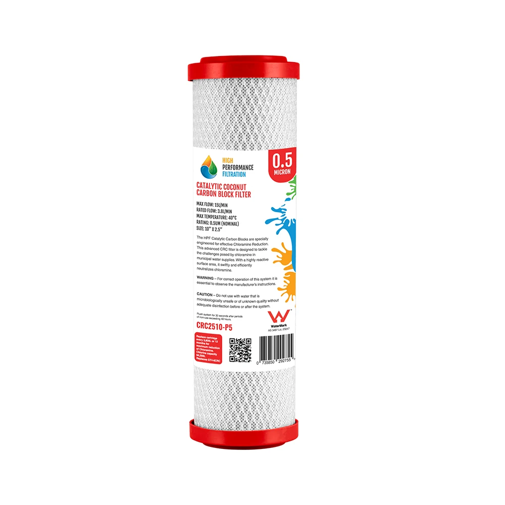 0.5 micron catalytic coconut carbon block chloramine reduction filter cartridge for the Pure Essential undersink system, 10 x 2.5 inch