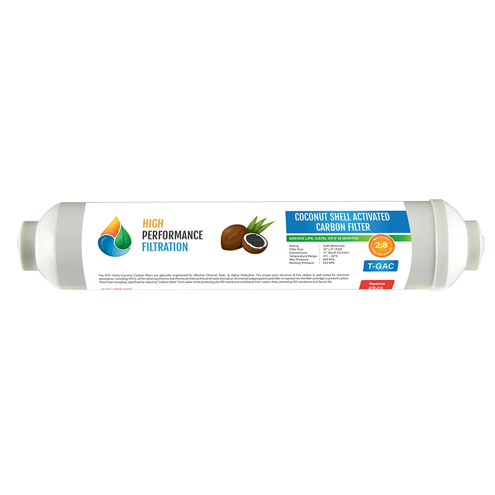 Coconut shell activated carbon inline pre-filter cartridge T-GAC for the Pure Compact reverse osmosis system