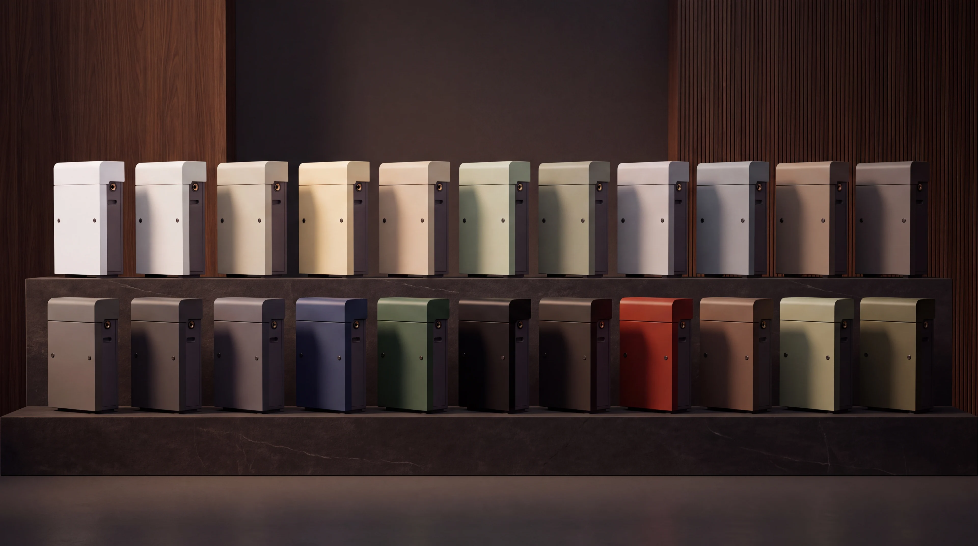 Pure Home Reserve collection in 22 colours, arranged in two rows of eleven