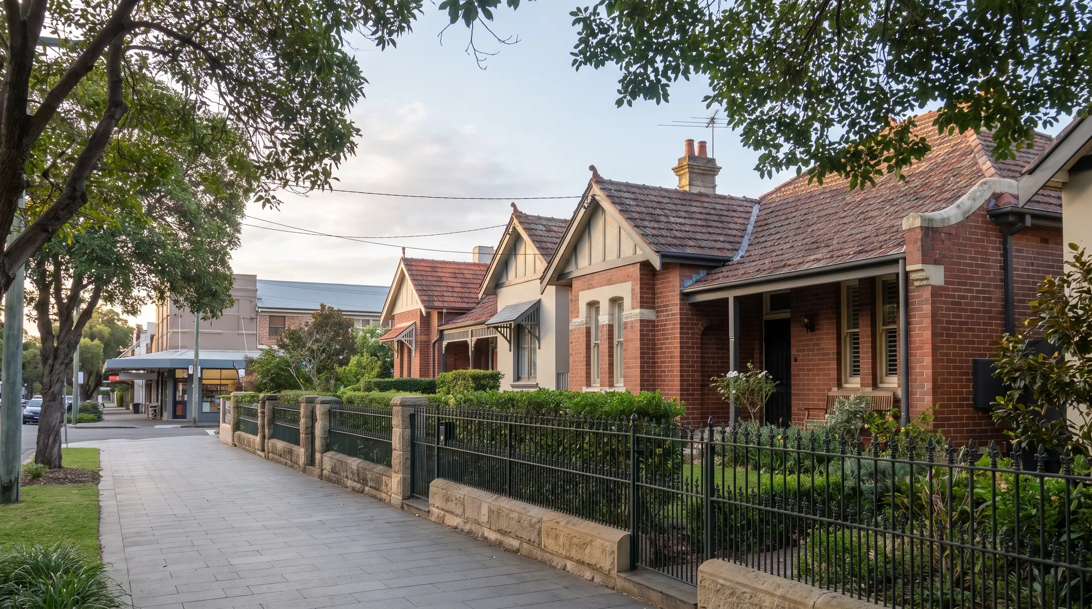Established homes on a residential street near Waverley’s Charing Cross village centre, illustrative residential scene