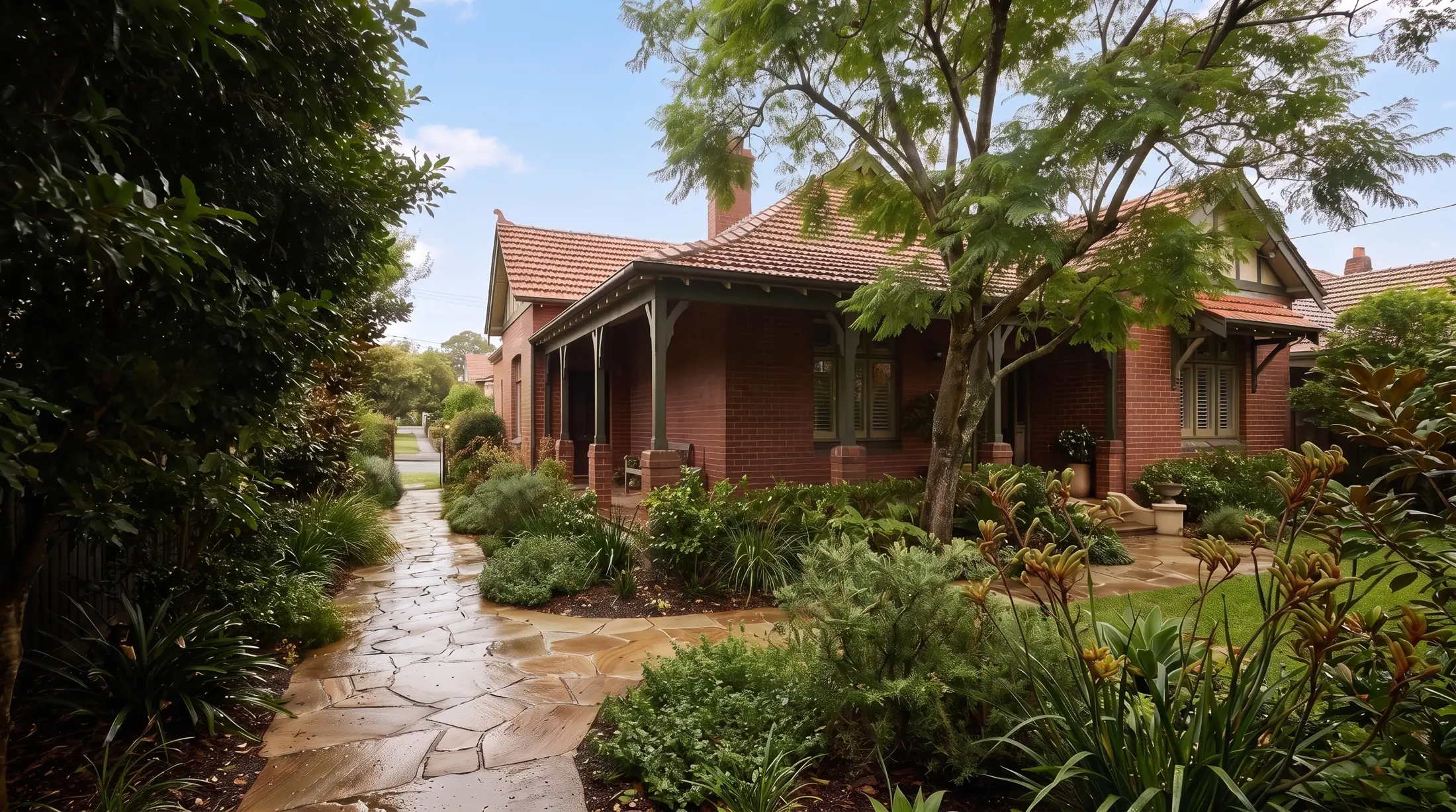 A leafy Inner West brick home, illustrative residential scene