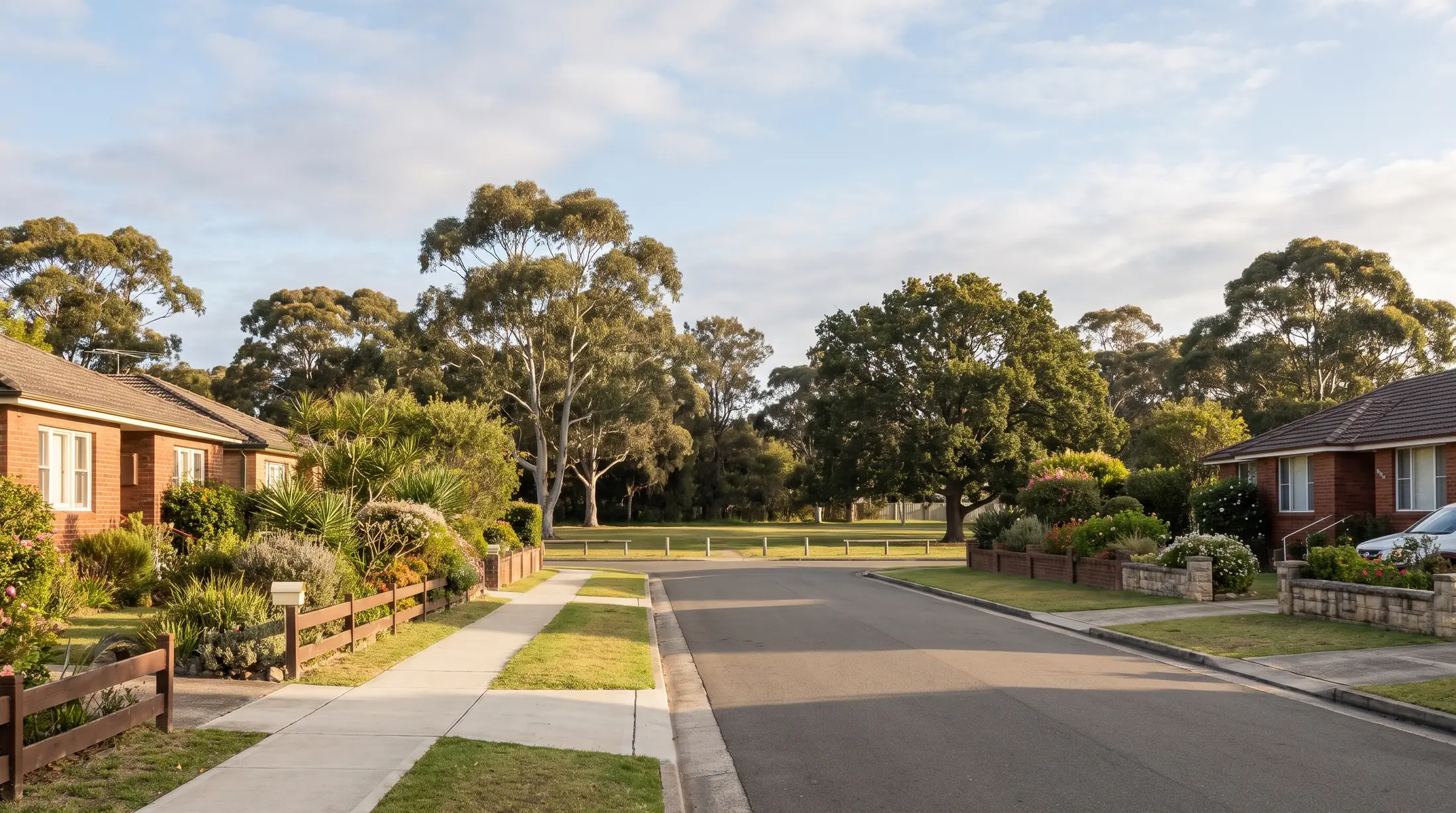 Established homes and gardens beside a leafy Matraville reserve, illustrative residential scene