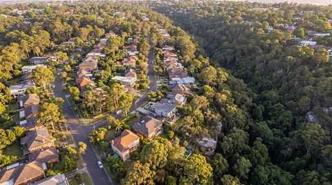 Aerial view of homes in Forest District, Sydney