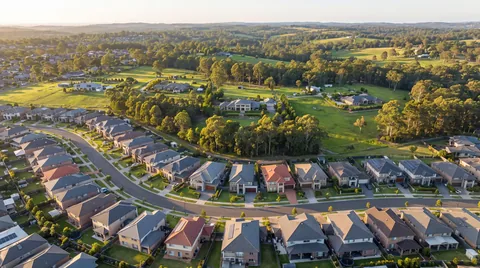 Aerial view of homes in Hills District, Sydney