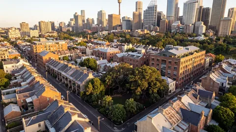 Aerial view of homes in Inner City, Sydney