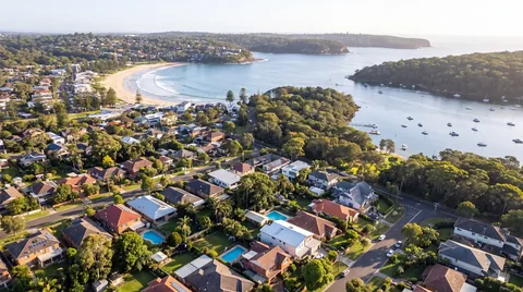 Aerial view of homes in Sutherland Shire, Sydney